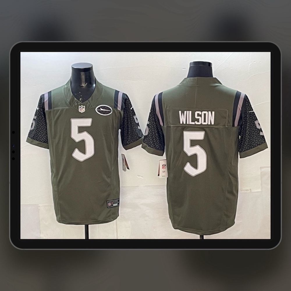 Men‘s NFL New York Jets #5 Garrett Wilson 2025 Rivalry Collection F.U.S.E Jersey